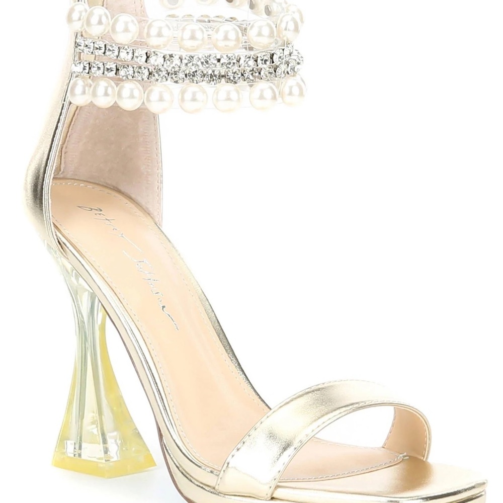 Betsey Johnson Gold Rider Heeled Sandal Brand New, Never Worn